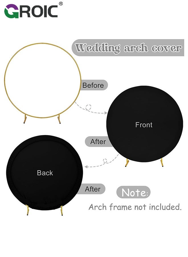 GROIC Round Backdrop Cover, 7.2FT Black Wedding Arch Cover for Circle Balloon Arch Frame, Arch Backdrop Cover for Circle Stand for Wedding Baby Shower Birthday Photoshoots Party Decoration - Image 4